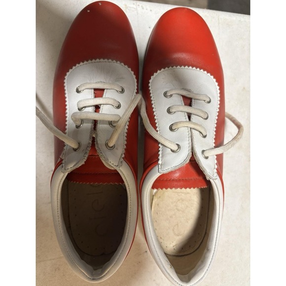 Size 8 Cielo hand woven Italian leather women's golf shoes white & Red - Picture 2 of 6